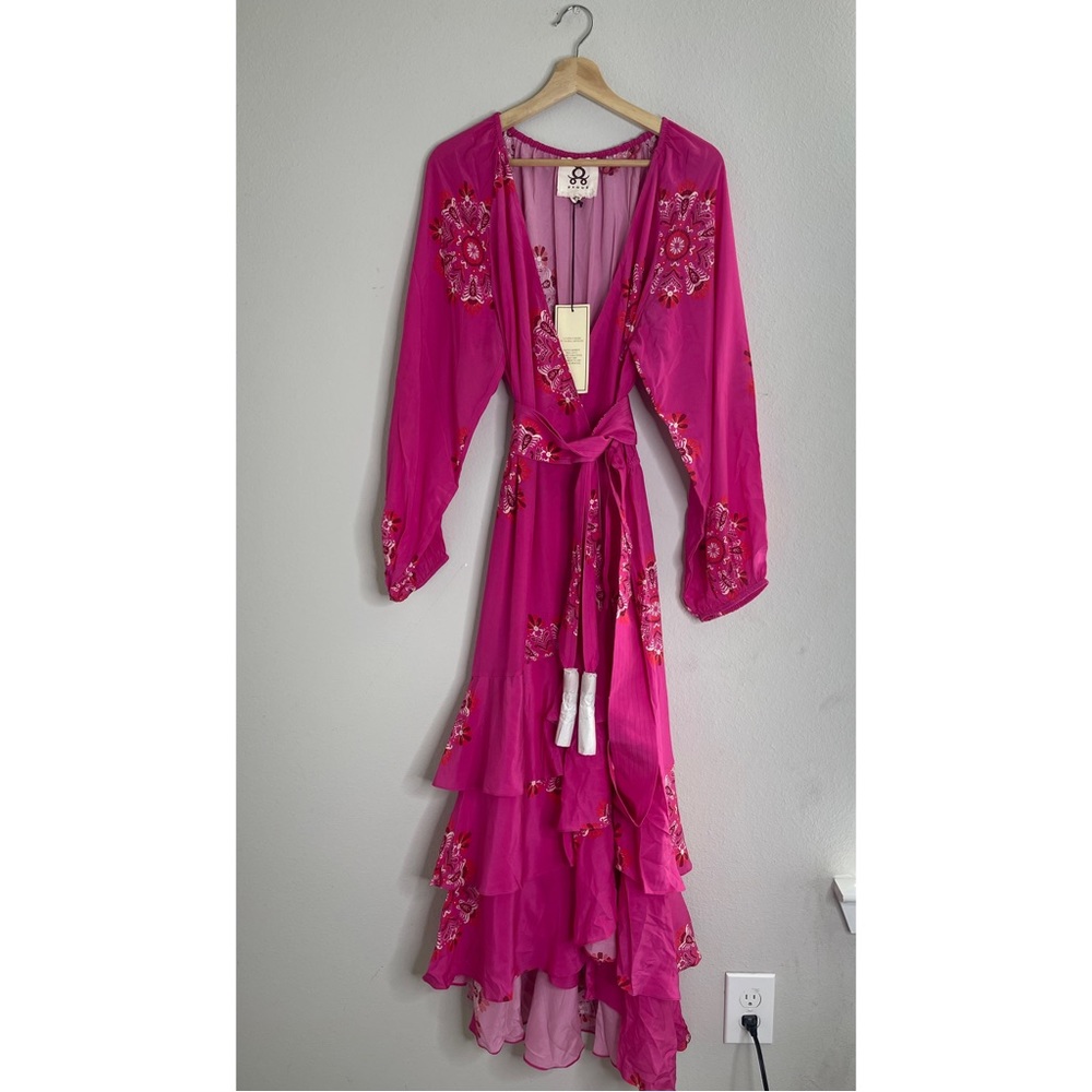 Figue Frederica Printed Tiered Ruffle Belted Dress L - Picture 3 of 11